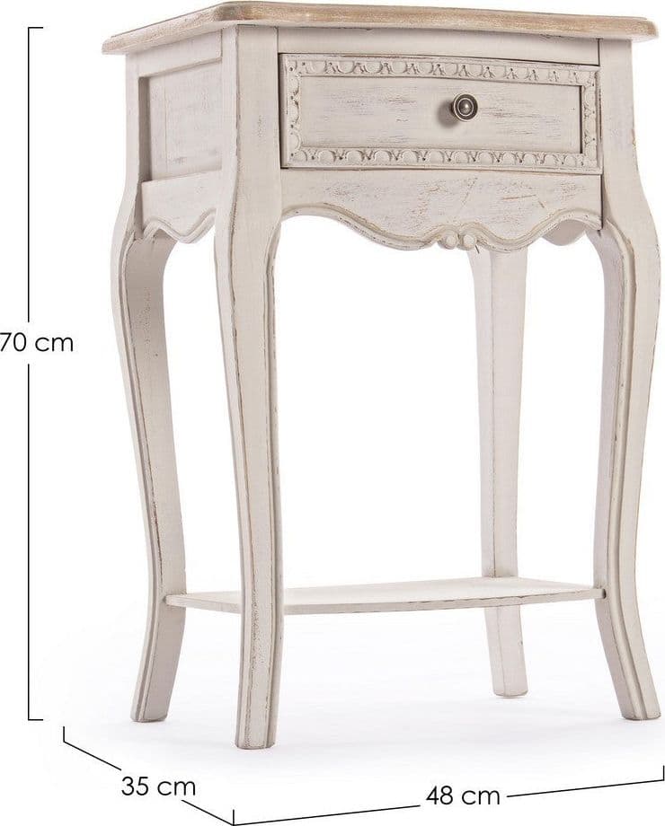 Comodino "Clarisse" per camera, Struttura In Legno Paulownia Con Piano Impiallacciato in Comodini Decor Space - Altamura, commercioVirtuoso.it
