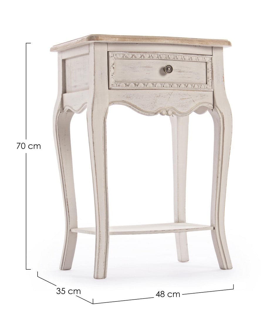 Comodino "Clarisse" per camera, Struttura In Legno Paulownia Con Piano Impiallacciato in Comodini Decor Space - Altamura, commercioVirtuoso.it