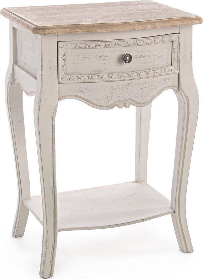 Comodino "Clarisse" per camera, Struttura In Legno Paulownia Con Piano Impiallacciato in Comodini Decor Space - Altamura, commercioVirtuoso.it