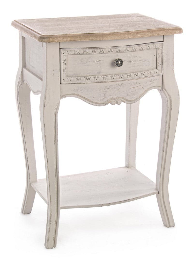 Comodino "Clarisse" per camera, Struttura In Legno Paulownia Con Piano Impiallacciato in Comodini Decor Space - Altamura, commercioVirtuoso.it