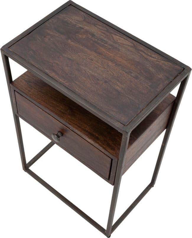 Comodino "Burn" struttura in legno di acacia e metallo per interni in Comodini Decor Space - Altamura, commercioVirtuoso.it