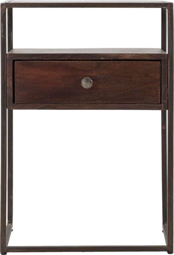 Comodino "Burn" struttura in legno di acacia e metallo per interni in Comodini Decor Space - Altamura, commercioVirtuoso.it