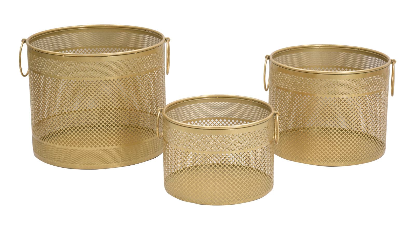 Porta vasi struttura in metallo color oro per interni set da 3 in Portavasi Decor Space - Altamura, commercioVirtuoso.it