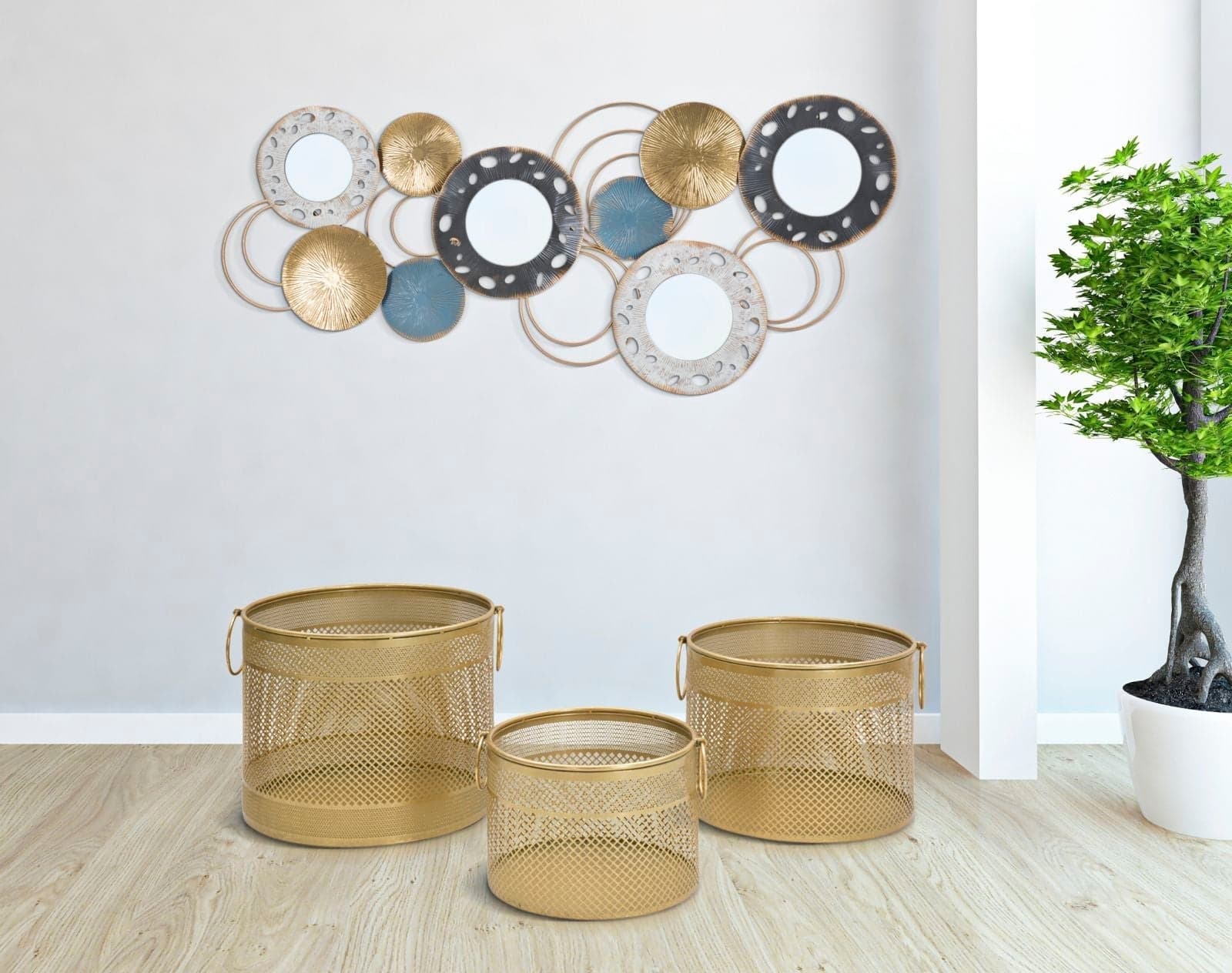 Porta vasi struttura in metallo color oro per interni set da 3 in Portavasi Decor Space - Altamura, commercioVirtuoso.it