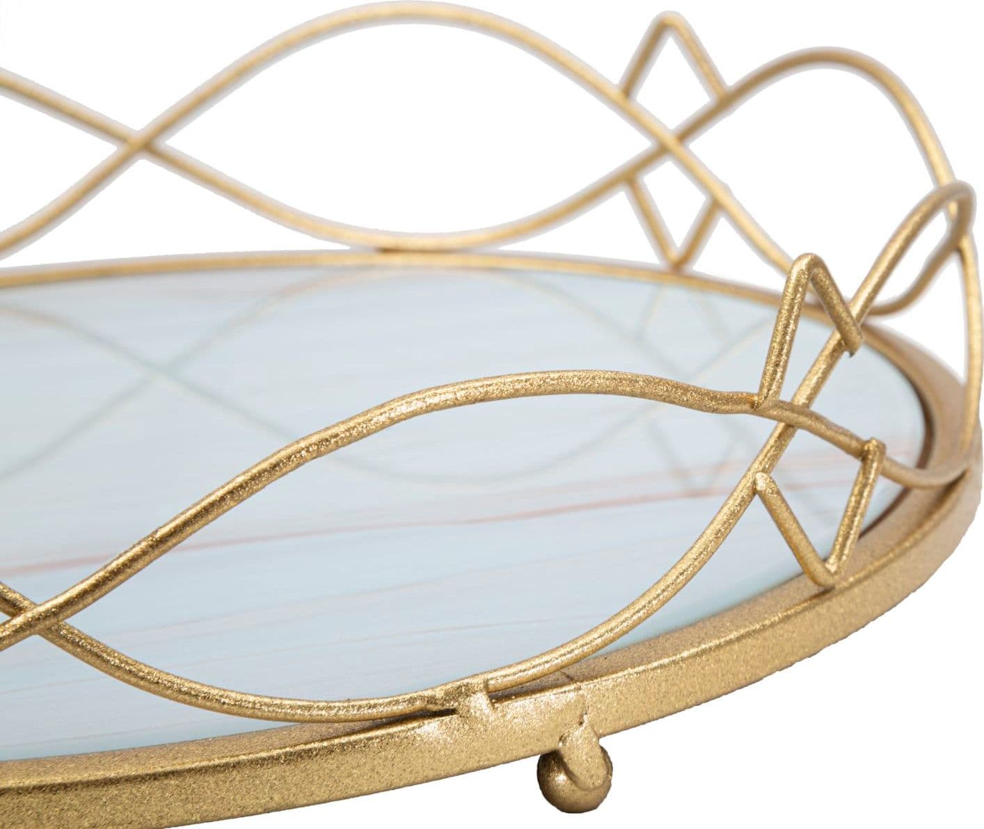 Svuota tasche rotondo in metallo dorato ripiano in vetro per interni in Vassoi da toletta Decor Space - Altamura, commercioVirtuoso.it