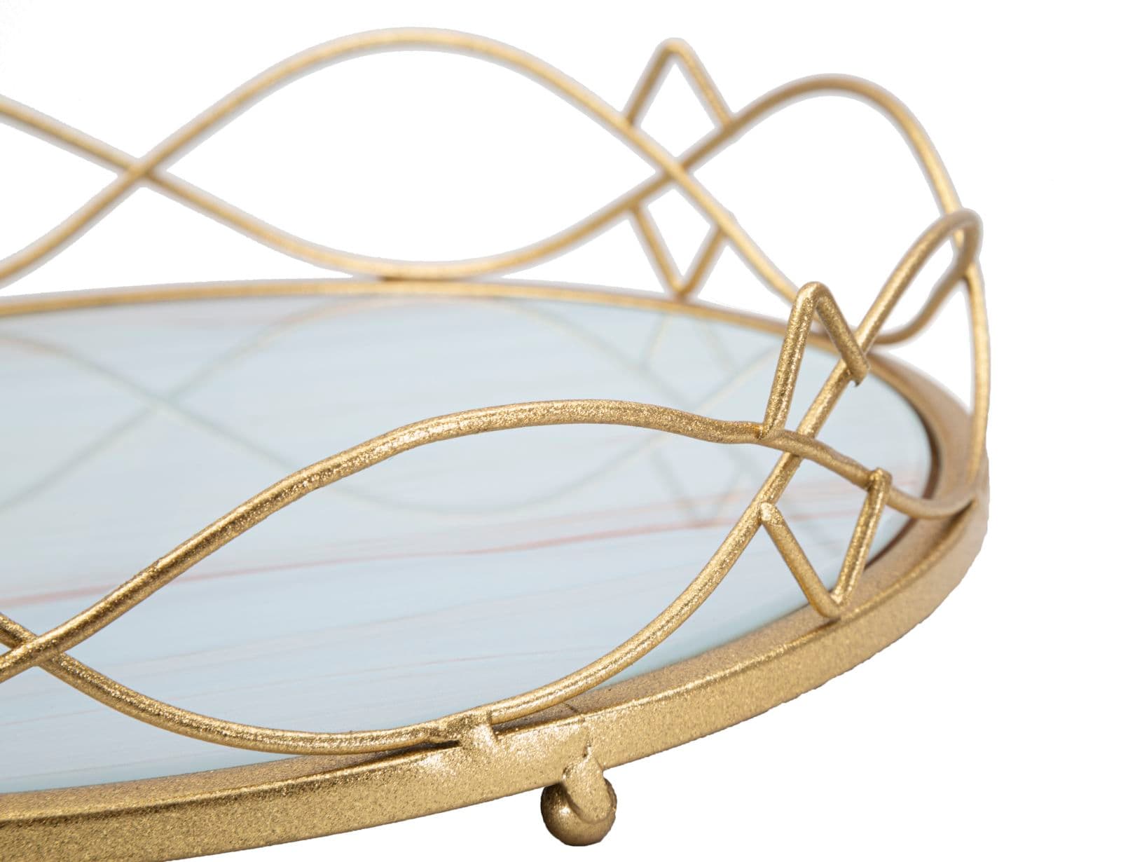 Svuota tasche rotondo in metallo dorato ripiano in vetro per interni in Vassoi da toletta Decor Space - Altamura, commercioVirtuoso.it
