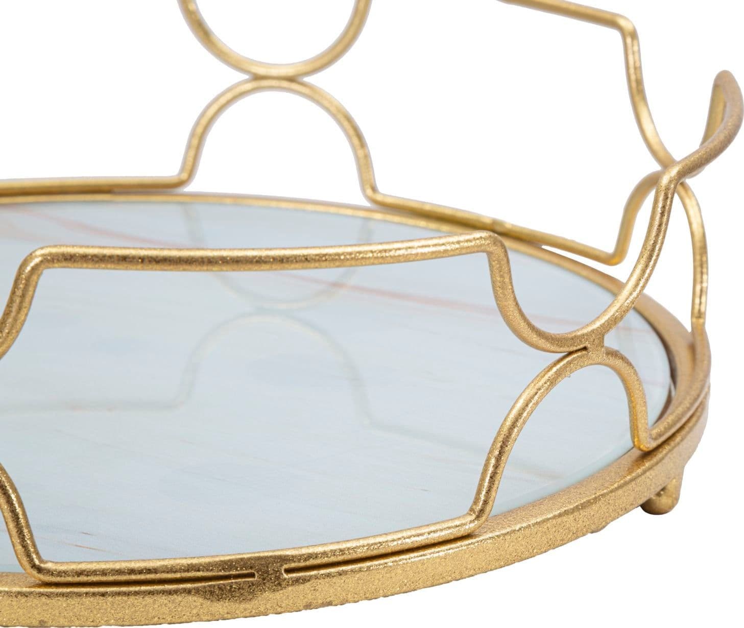 Svuota tasche rotondo in metallo dorato ripiano in vetro per interni in Vassoi da toletta Decor Space - Altamura, commercioVirtuoso.it