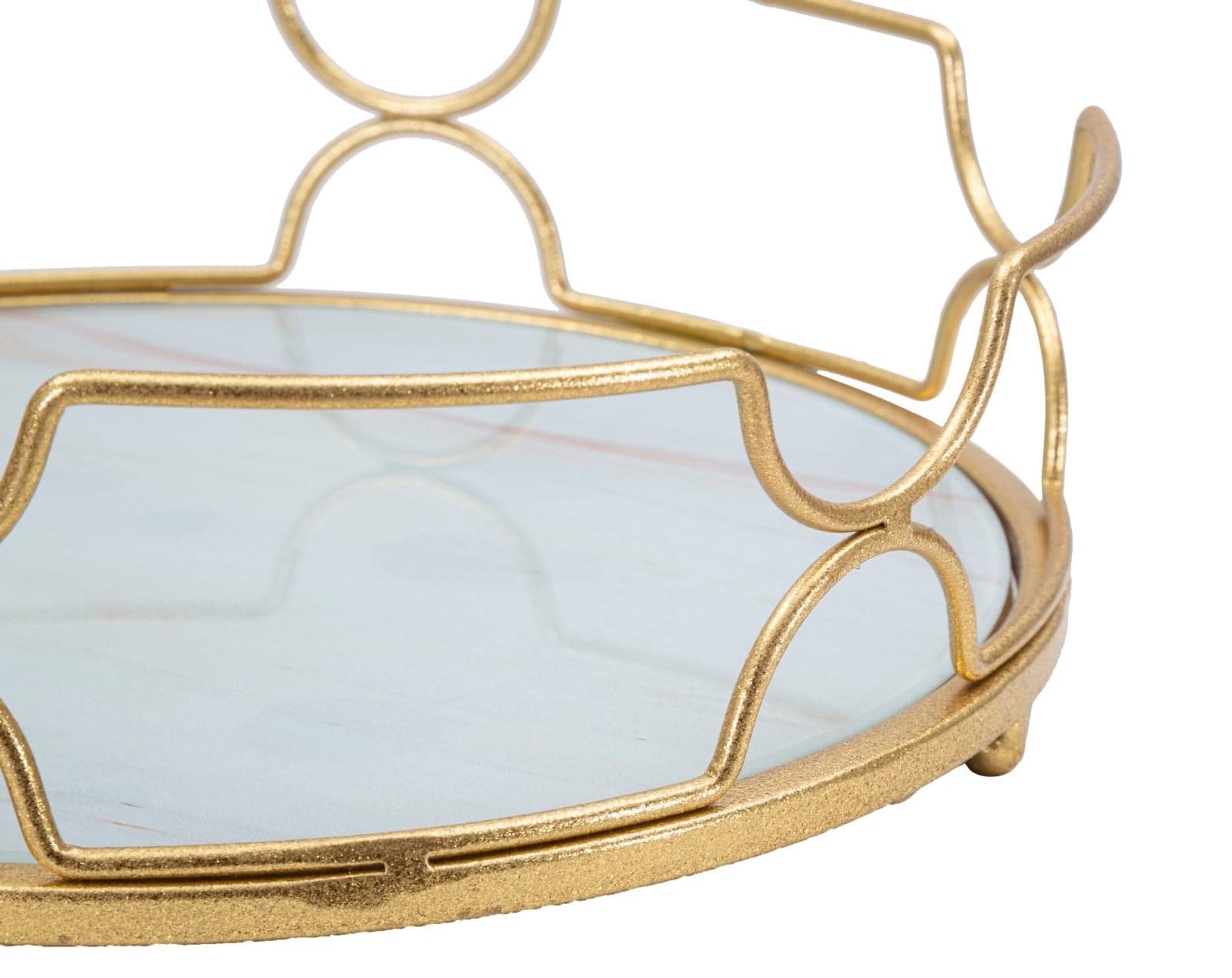 Svuota tasche rotondo in metallo dorato ripiano in vetro per interni in Vassoi da toletta Decor Space - Altamura, commercioVirtuoso.it