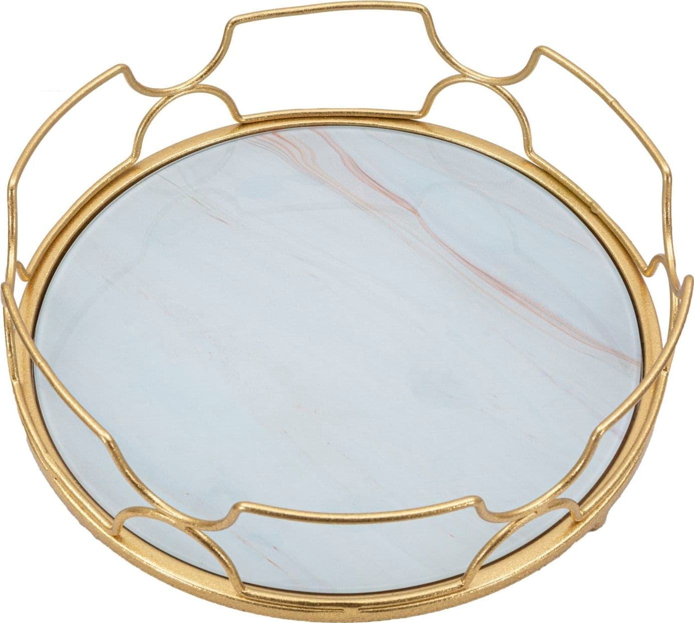 Svuota tasche rotondo in metallo dorato ripiano in vetro per interni in Vassoi da toletta Decor Space - Altamura, commercioVirtuoso.it