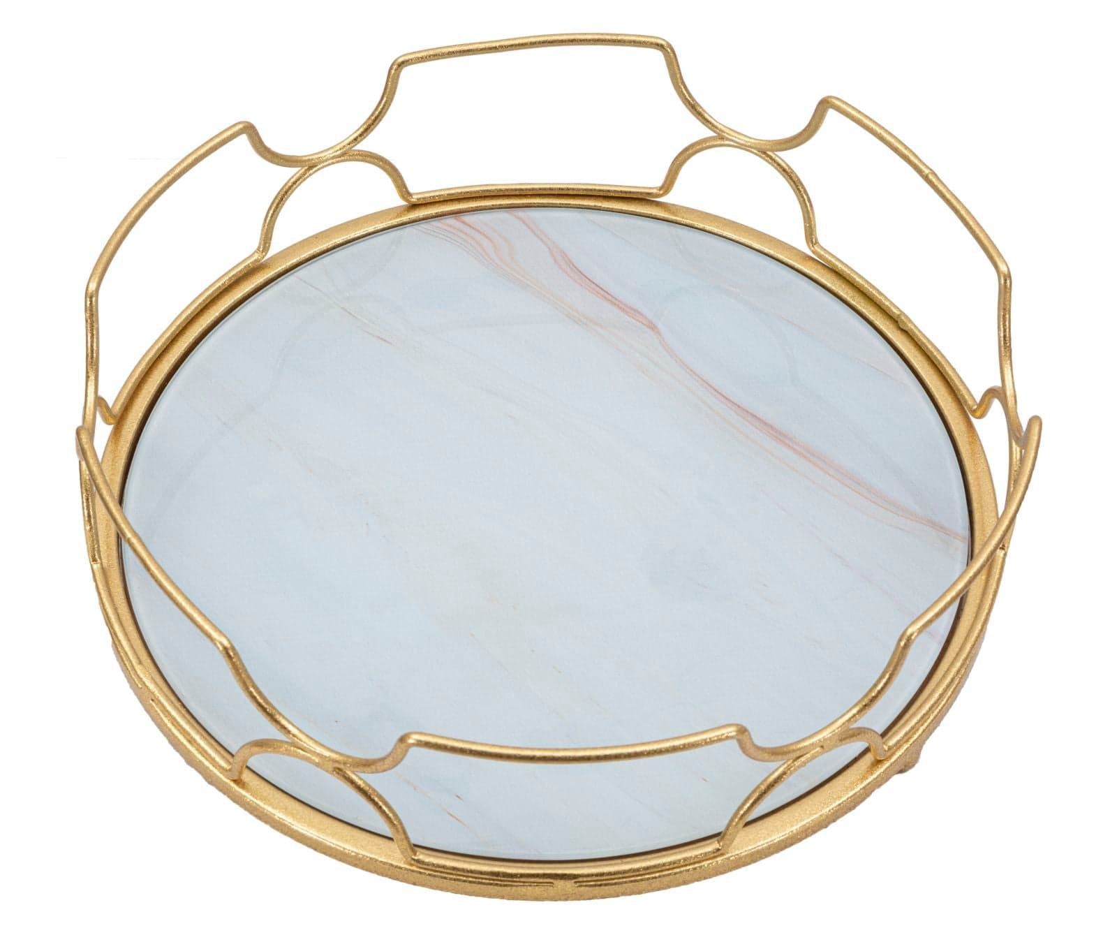 Svuota tasche rotondo in metallo dorato ripiano in vetro per interni in Vassoi da toletta Decor Space - Altamura, commercioVirtuoso.it