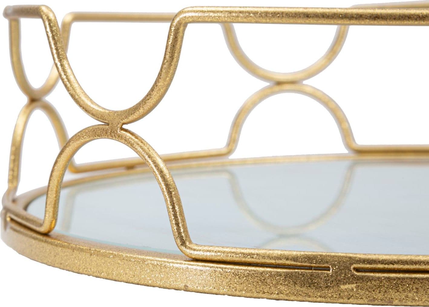 Svuota tasche rotondo in metallo dorato ripiano in vetro per interni in Vassoi da toletta Decor Space - Altamura, commercioVirtuoso.it