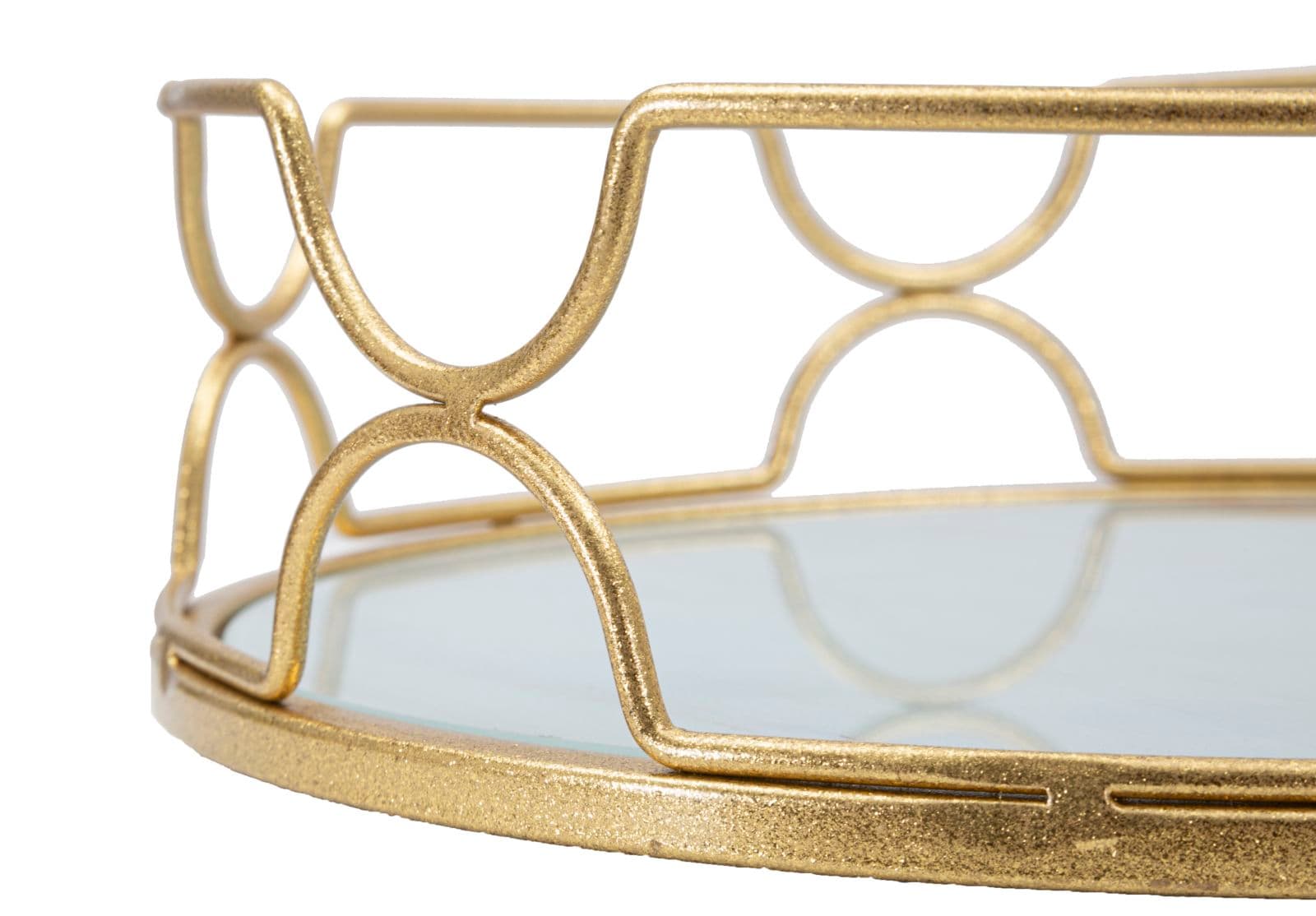 Svuota tasche rotondo in metallo dorato ripiano in vetro per interni in Vassoi da toletta Decor Space - Altamura, commercioVirtuoso.it