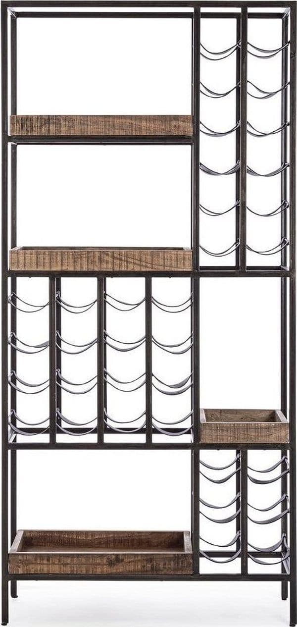 Mobile per interno "Elmer" porta bottiglie con struttura in acciaio, 86 x 35 x 180 cm in Porta bottiglie da vino Decor Space - Altamura, commercioVirtuoso.it