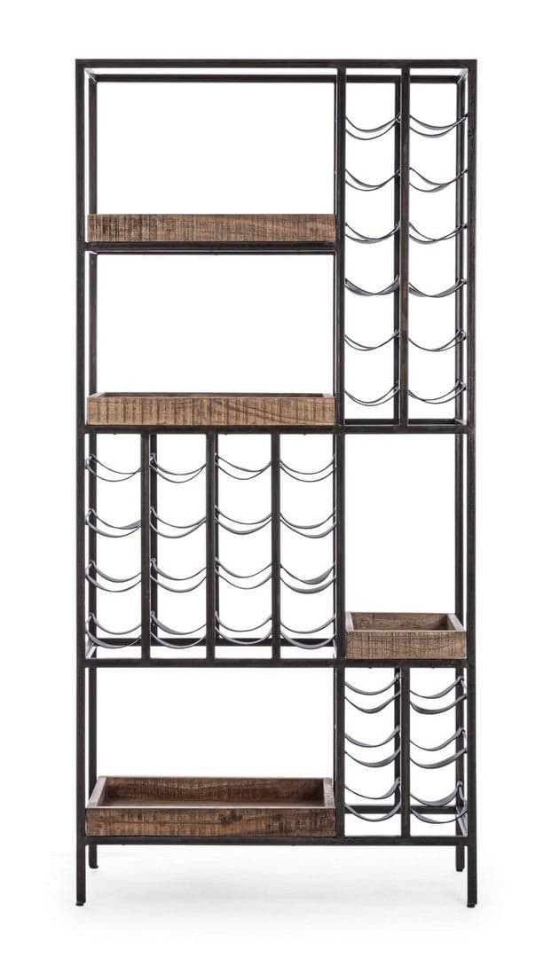 Mobile per interno "Elmer" porta bottiglie con struttura in acciaio, 86 x 35 x 180 cm in Porta bottiglie da vino Decor Space - Altamura, commercioVirtuoso.it