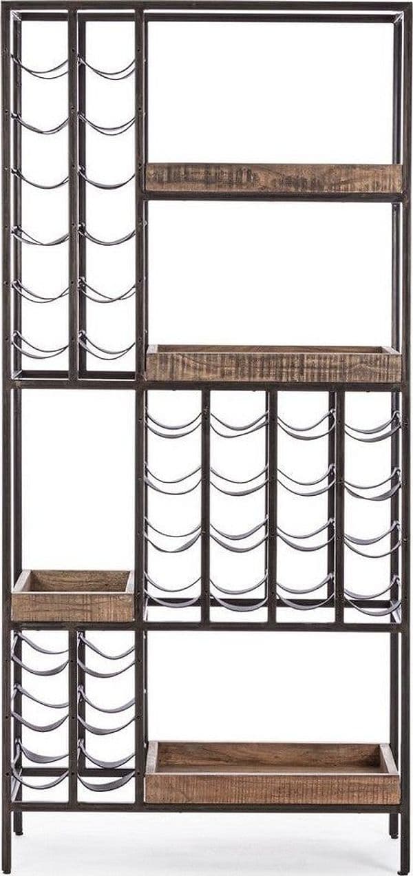 Mobile per interno "Elmer" porta bottiglie con struttura in acciaio, 86 x 35 x 180 cm in Porta bottiglie da vino Decor Space - Altamura, commercioVirtuoso.it