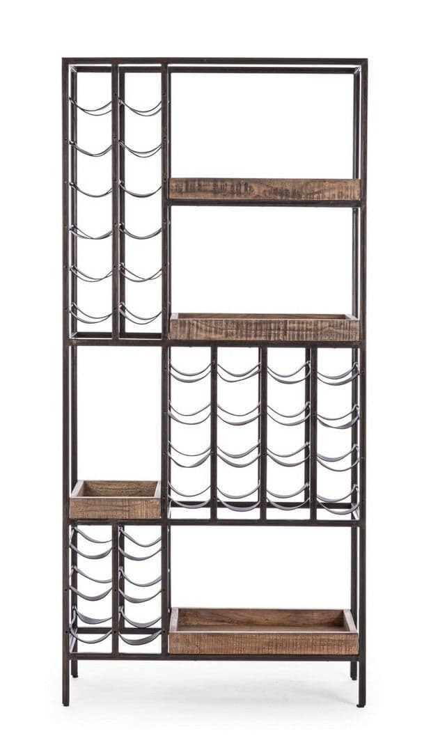 Mobile per interno "Elmer" porta bottiglie con struttura in acciaio, 86 x 35 x 180 cm in Porta bottiglie da vino Decor Space - Altamura, commercioVirtuoso.it