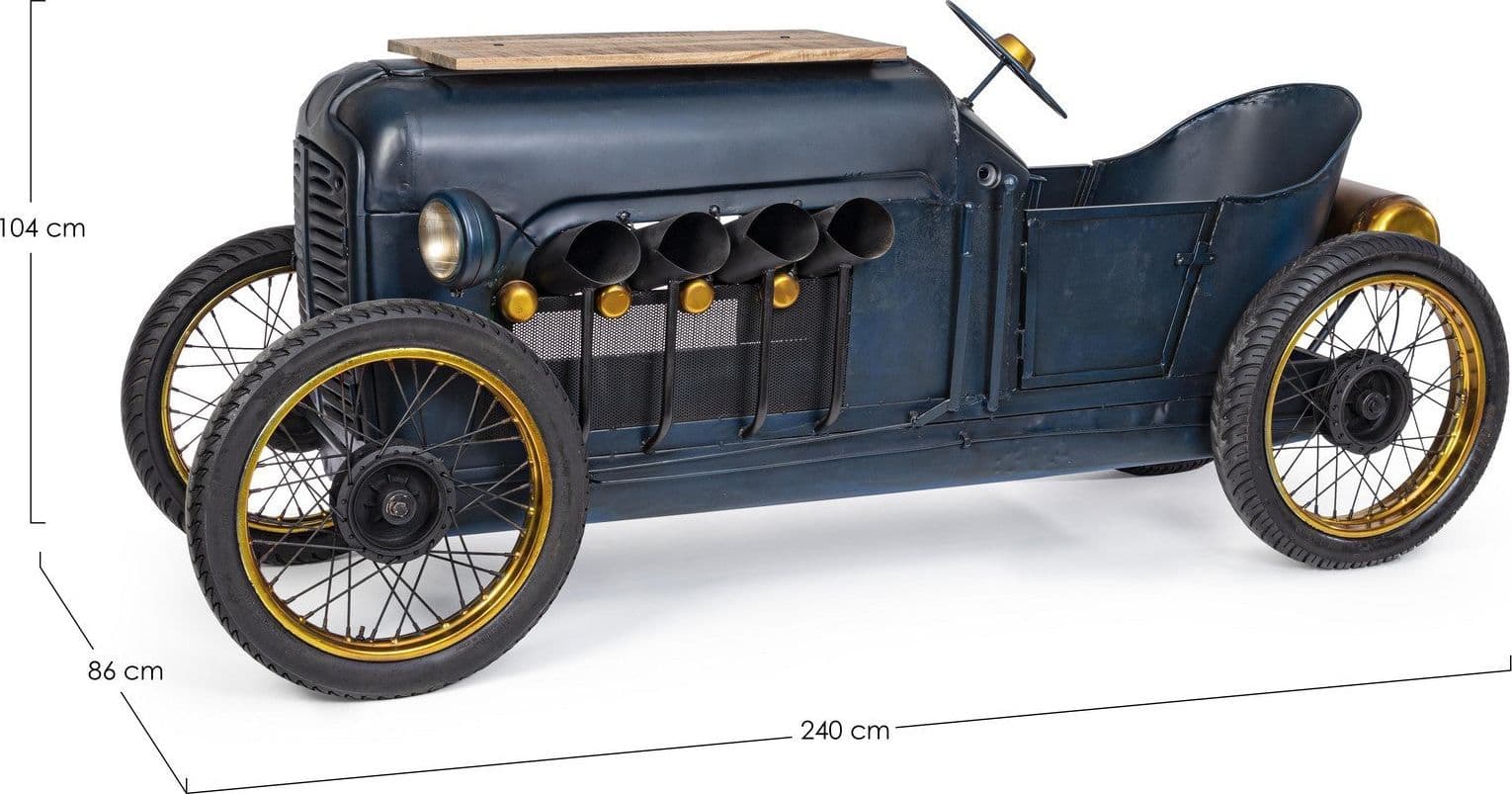 Mobile da bar "Auto" mobile moderno con piano in legno, struttura in acciaio 240 x 86 x 104 cm in Tavoli da bar Decor Space - Altamura, commercioVirtuoso.it