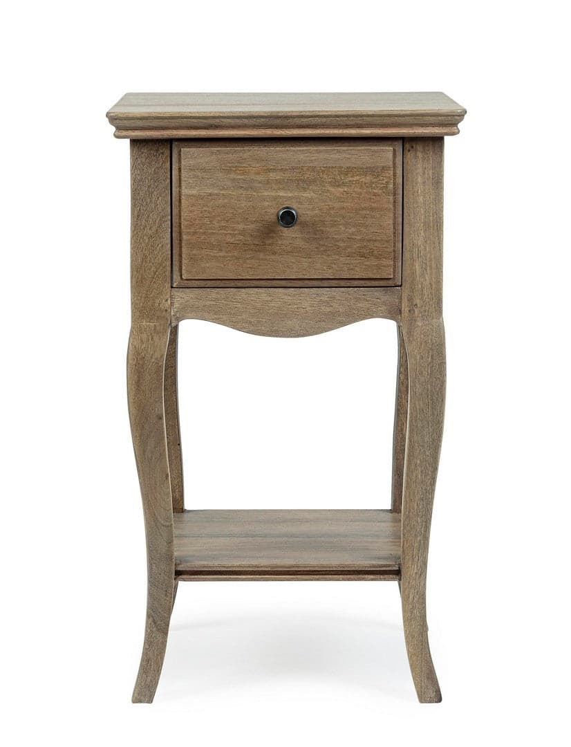 Comodino "Domitille" per camera, Struttura In Legno Di Mango, Schienale E Fondo Cassetti In Mdf in Comodini Decor Space - Altamura, commercioVirtuoso.it