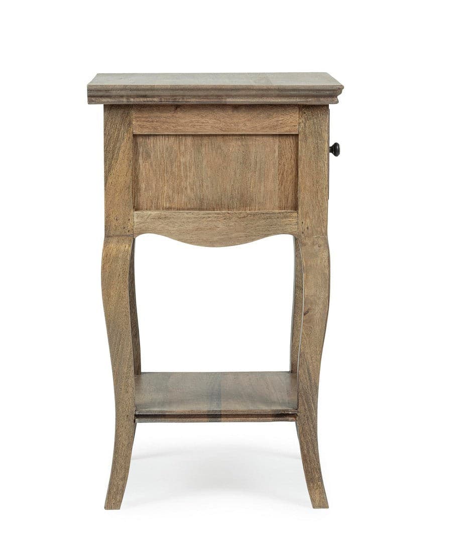 Comodino "Domitille" per camera, Struttura In Legno Di Mango, Schienale E Fondo Cassetti In Mdf in Comodini Decor Space - Altamura, commercioVirtuoso.it