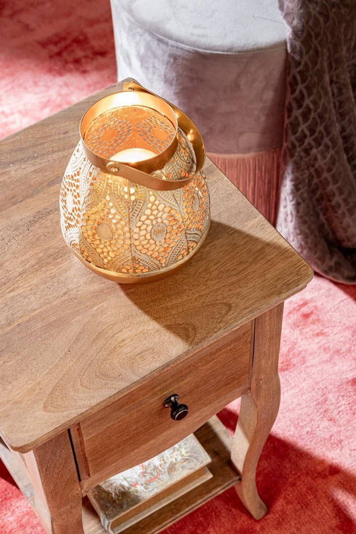 Comodino "Domitille" per camera, Struttura In Legno Di Mango, Schienale E Fondo Cassetti In Mdf in Comodini Decor Space - Altamura, commercioVirtuoso.it