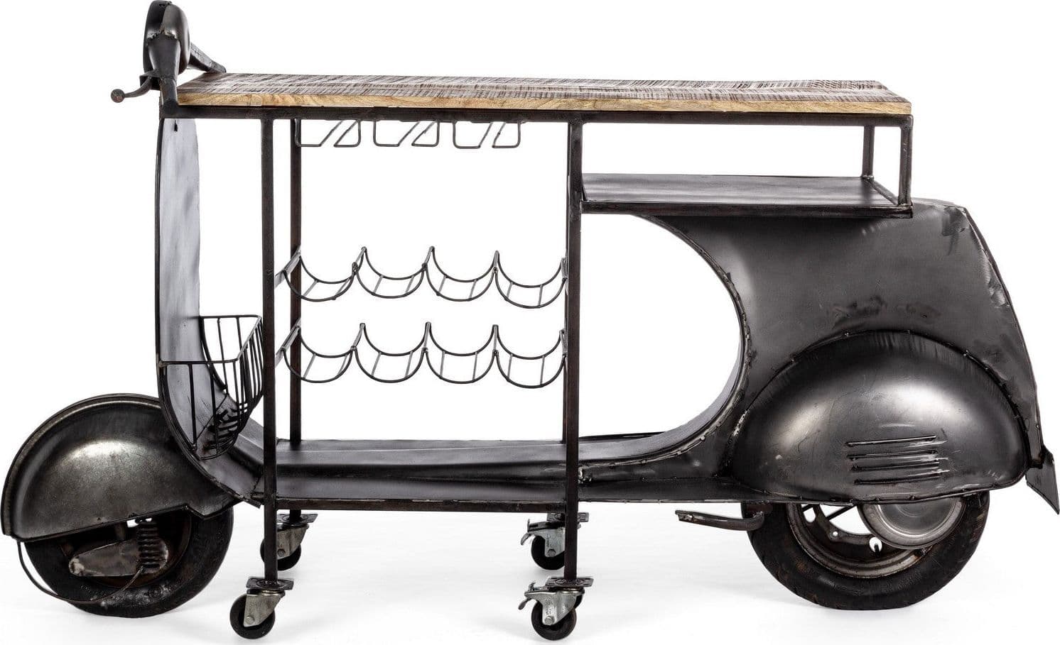 Consolle da bar "Vespa Replica" moderno con piano in legno, ruote, 183 x 43 x 105 cm in Console e tavoli da divano Decor Space - Altamura, commercioVirtuoso.it