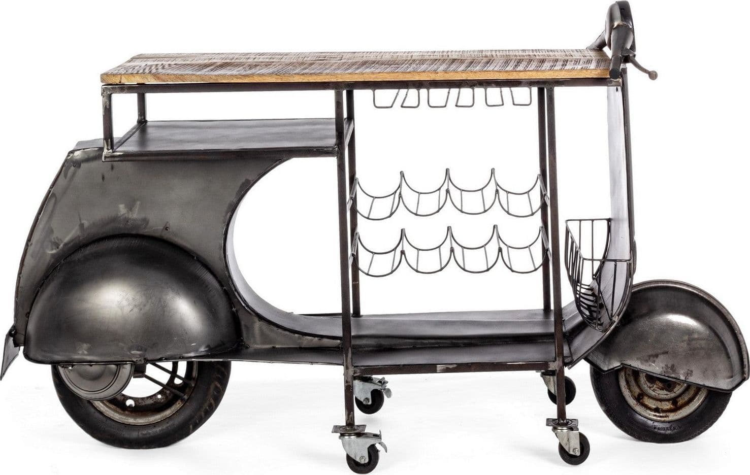 Consolle da bar "Vespa Replica" moderno con piano in legno, ruote, 183 x 43 x 105 cm in Console e tavoli da divano Decor Space - Altamura, commercioVirtuoso.it