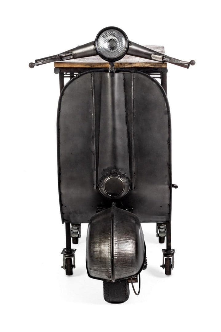Consolle da bar "Vespa Replica" moderno con piano in legno, ruote, 183 x 43 x 105 cm in Console e tavoli da divano Decor Space - Altamura, commercioVirtuoso.it