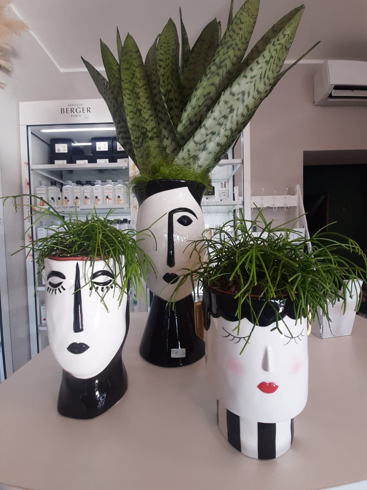 Vaso Faccia decorativa porta fiori o piante in ceramica volto bianco e nero Edg in Vasi tradizionali Decor Space - Altamura, commercioVirtuoso.it