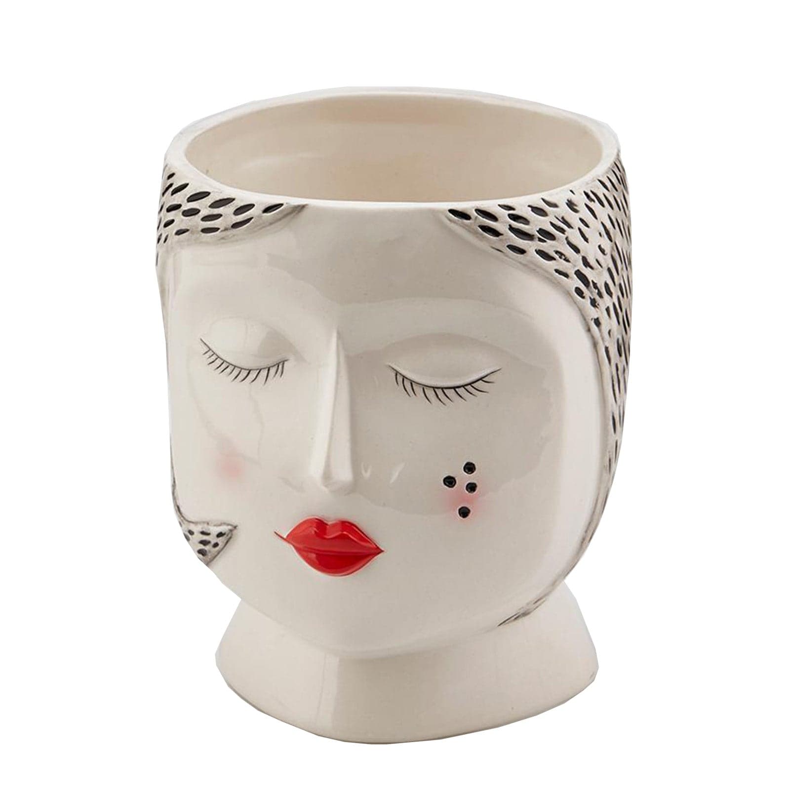 Vaso Faccia decorativa porta fiori o piante in ceramica volto bianco e nero Edg in Vasi tradizionali Decor Space - Altamura, commercioVirtuoso.it