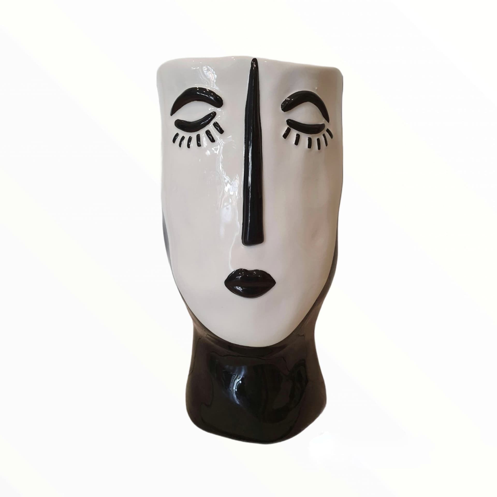 Vaso Faccia decorativa porta fiori o piante in ceramica volto bianco e nero Edg in Vasi tradizionali Decor Space - Altamura, commercioVirtuoso.it