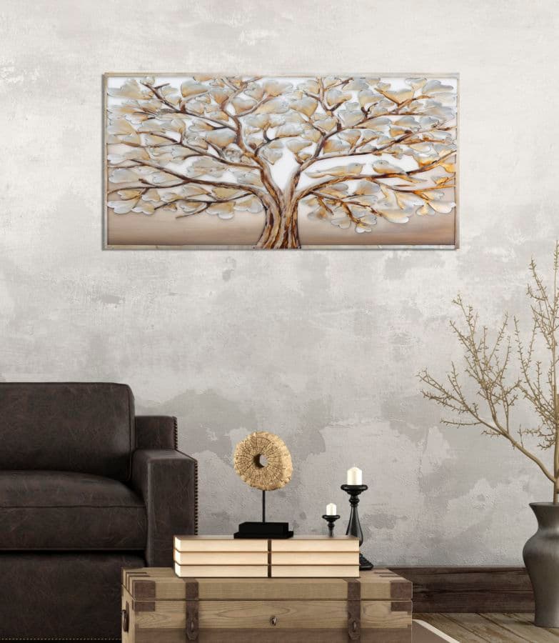Dipinto su tela albero con telaio in legno ed inserti in metallo per decorazioni ambienti in Poster e stampe Decor Space - Altamura, commercioVirtuoso.it