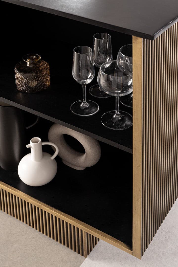 Mobile da bar "Virat" in legno di mango, struttura in mdf da 160 x 40 x 100 cm in Porta bottiglie da vino Decor Space - Altamura, commercioVirtuoso.it