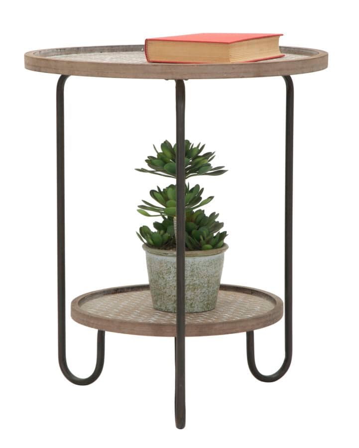 Tavolinetto "Arex" struttura in ferro con 2 ripiani in legno per interni in Console e tavoli da divano Decor Space - Altamura, commercioVirtuoso.it