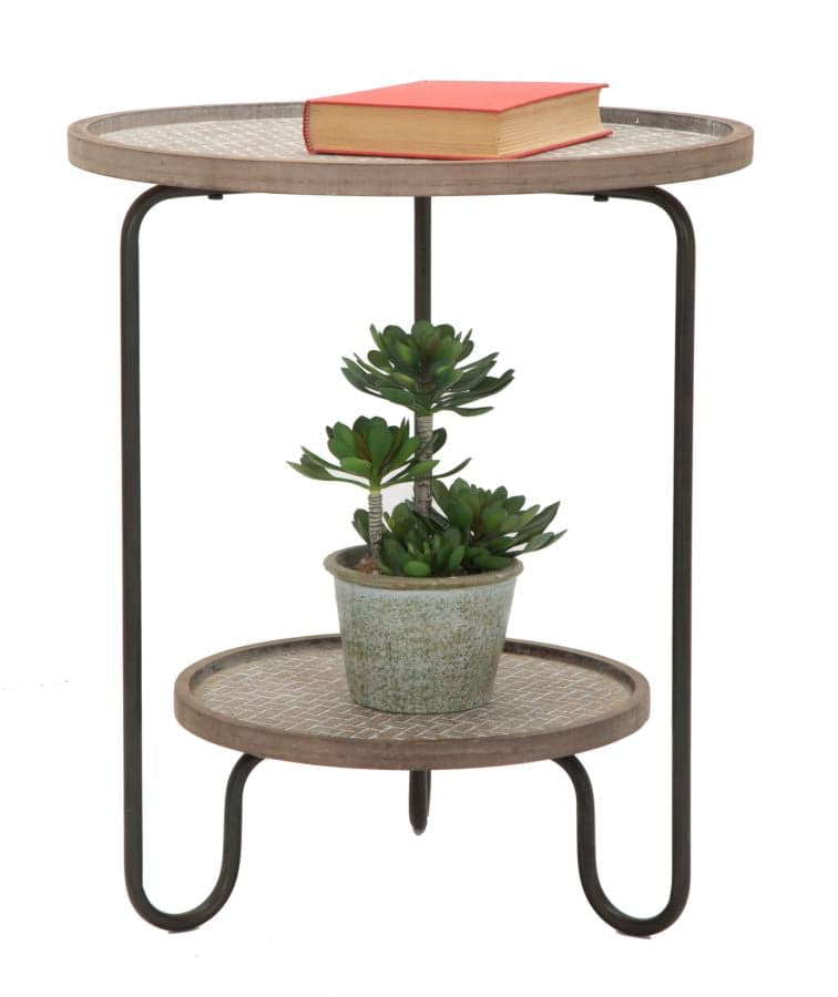 Tavolinetto "Arex" struttura in ferro con 2 ripiani in legno per interni in Console e tavoli da divano Decor Space - Altamura, commercioVirtuoso.it