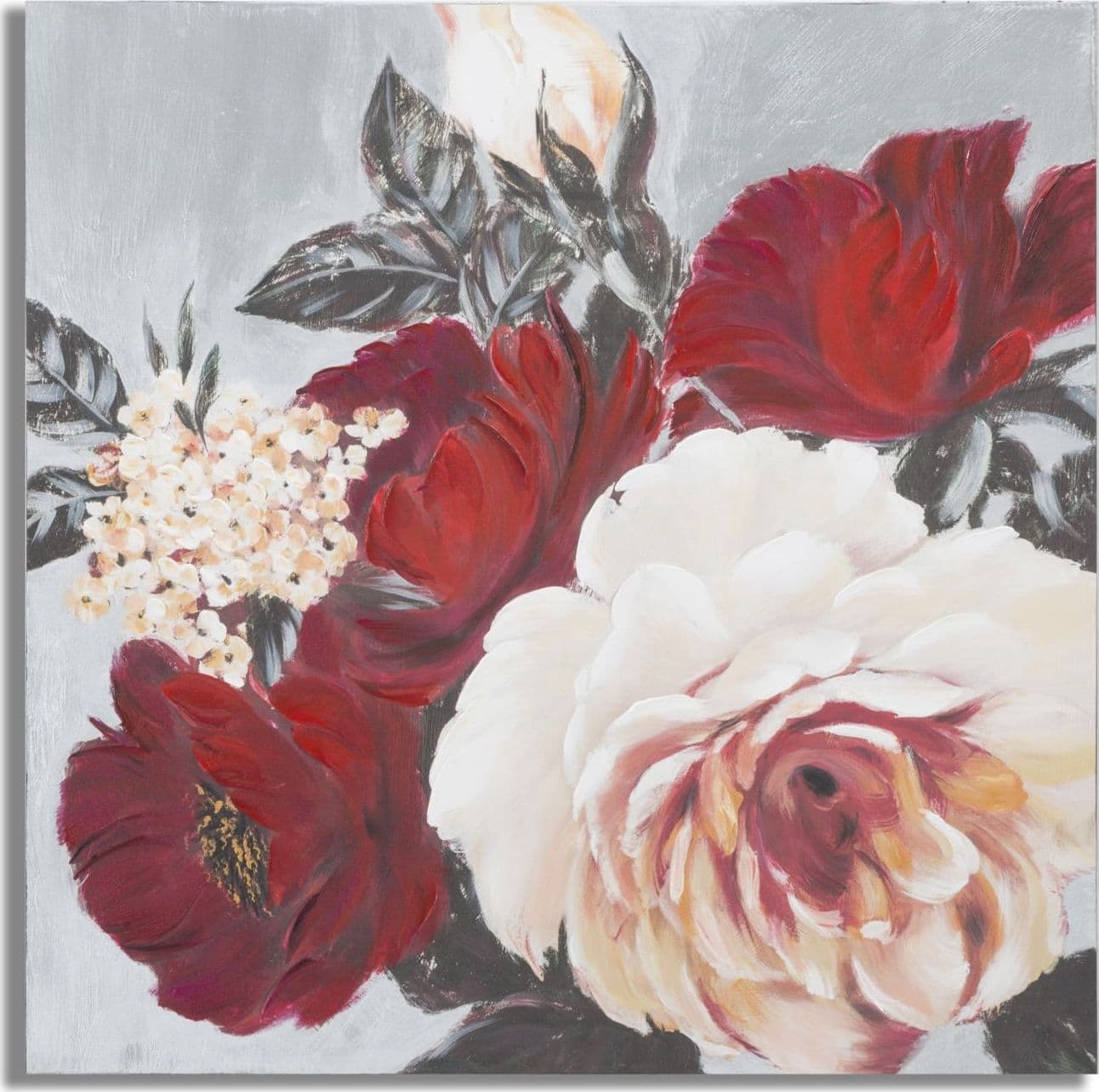 Dipinto su tela rose con intelaiatura in legno per decorazioni ambienti