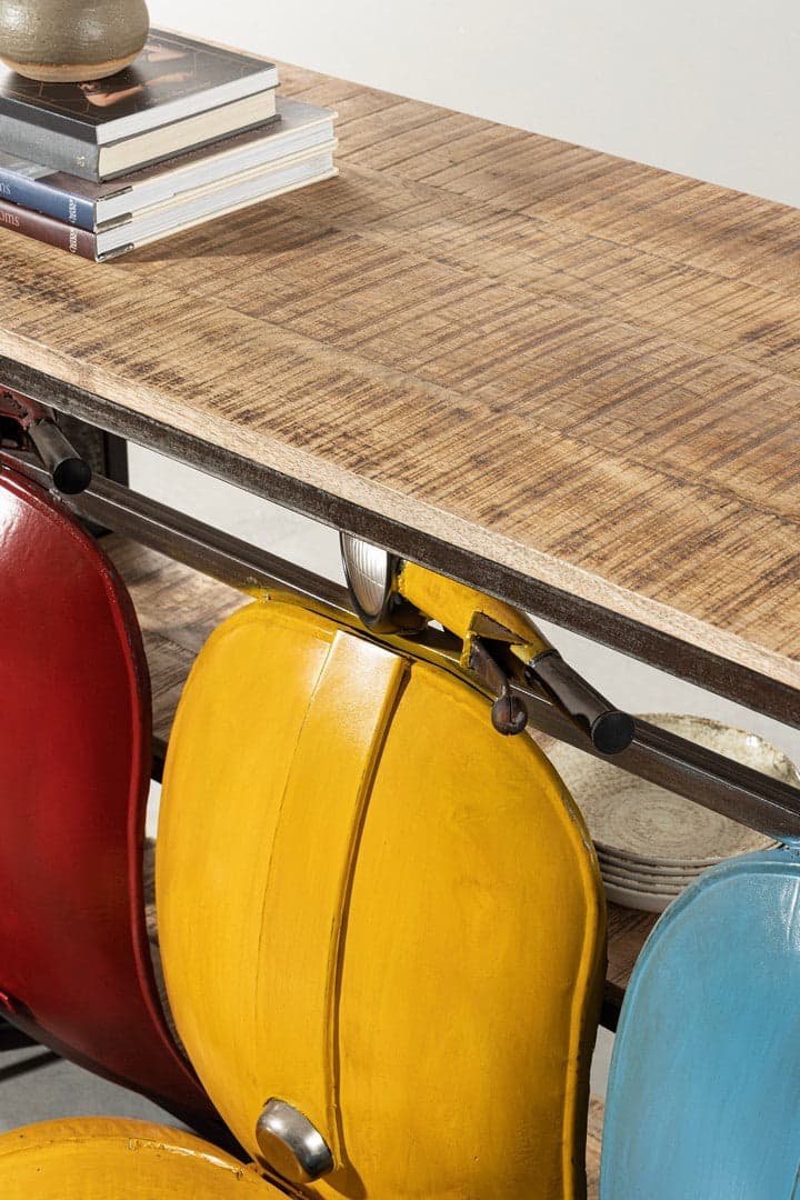 Consolle porta oggetti da bar "Tris Vespa" colorate, struttura in acciaio, da 143,5 x 75 x 100,3 cm in Console e tavoli da divano Decor Space - Altamura, commercioVirtuoso.it