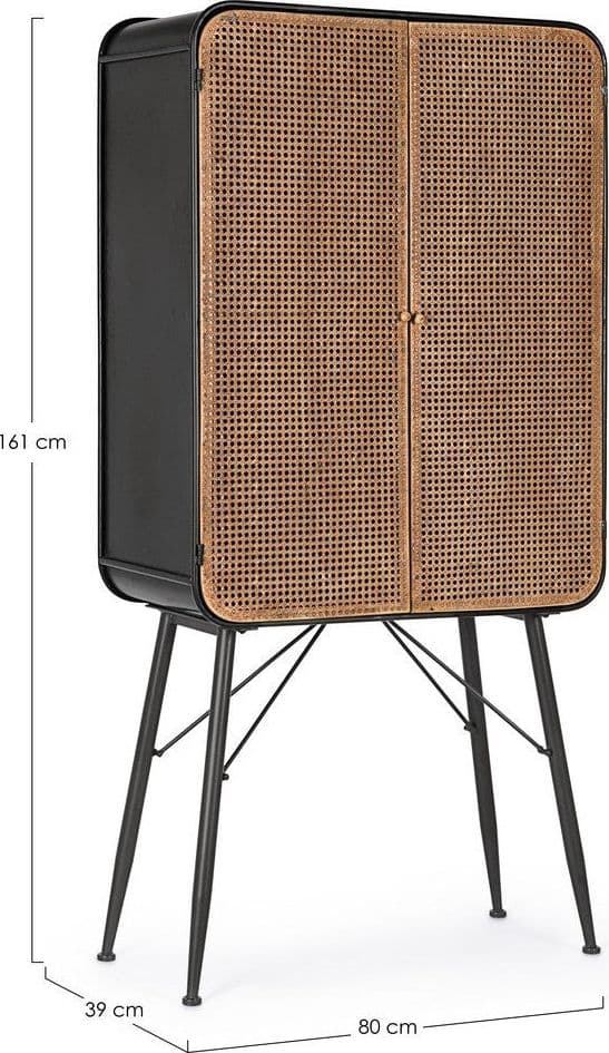 Mobile 2 ante da bar "Elton" con struttura in acciaio e cassetti in legno in Credenze e buffet Decor Space - Altamura, commercioVirtuoso.it