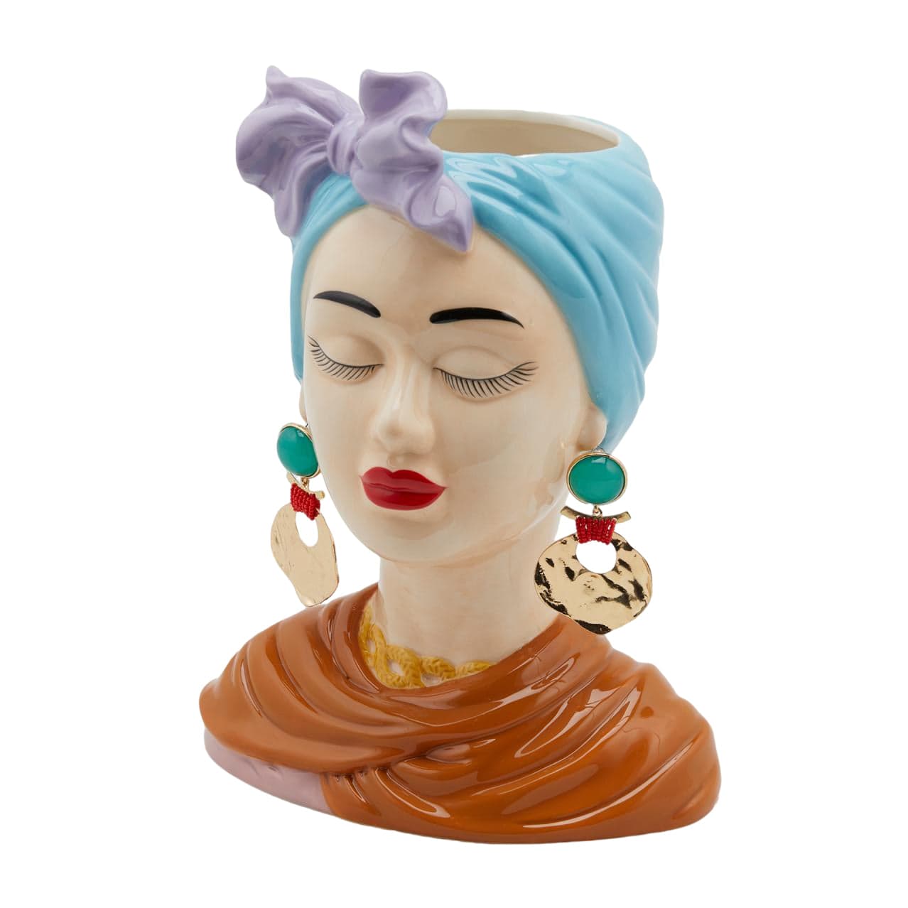 Vaso Faccia decorativa "Lady Dal Mondo" porta fiori o piante in ceramica volto in Vasi tradizionali Decor Space - Altamura, commercioVirtuoso.it