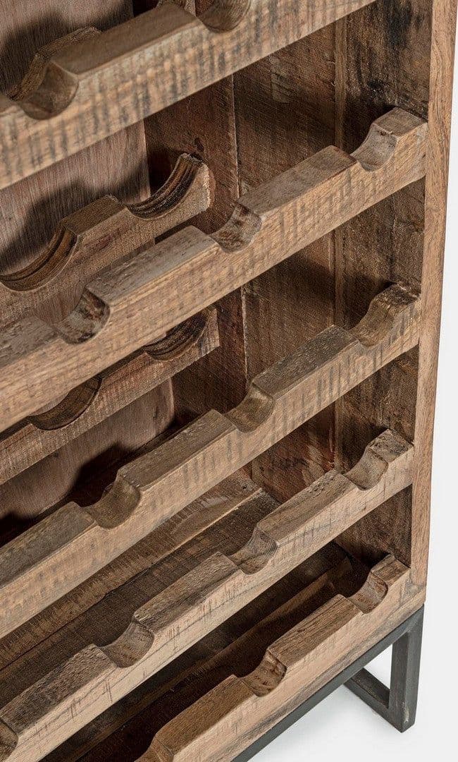 Mobile porta bottiglie "Elmer" con 1 cassetto, struttura in legno d'acacia, da 60 x 32 x 107 cm in Porta bottiglie da vino Decor Space - Altamura, commercioVirtuoso.it