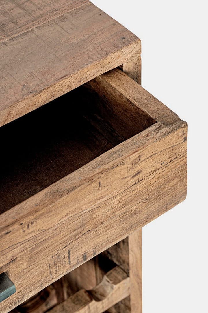 Mobile porta bottiglie "Elmer" con 1 cassetto, struttura in legno d'acacia, da 60 x 32 x 107 cm in Porta bottiglie da vino Decor Space - Altamura, commercioVirtuoso.it
