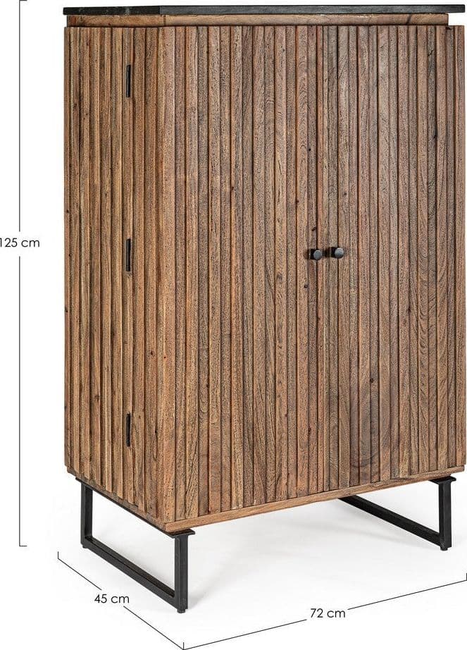 Mobile da bar "Norfolk" in MDF, con struttura in legno di acacia, gambe in acciaio 72 x 45 x 125 cm in Mobili da bar Decor Space - Altamura, commercioVirtuoso.it