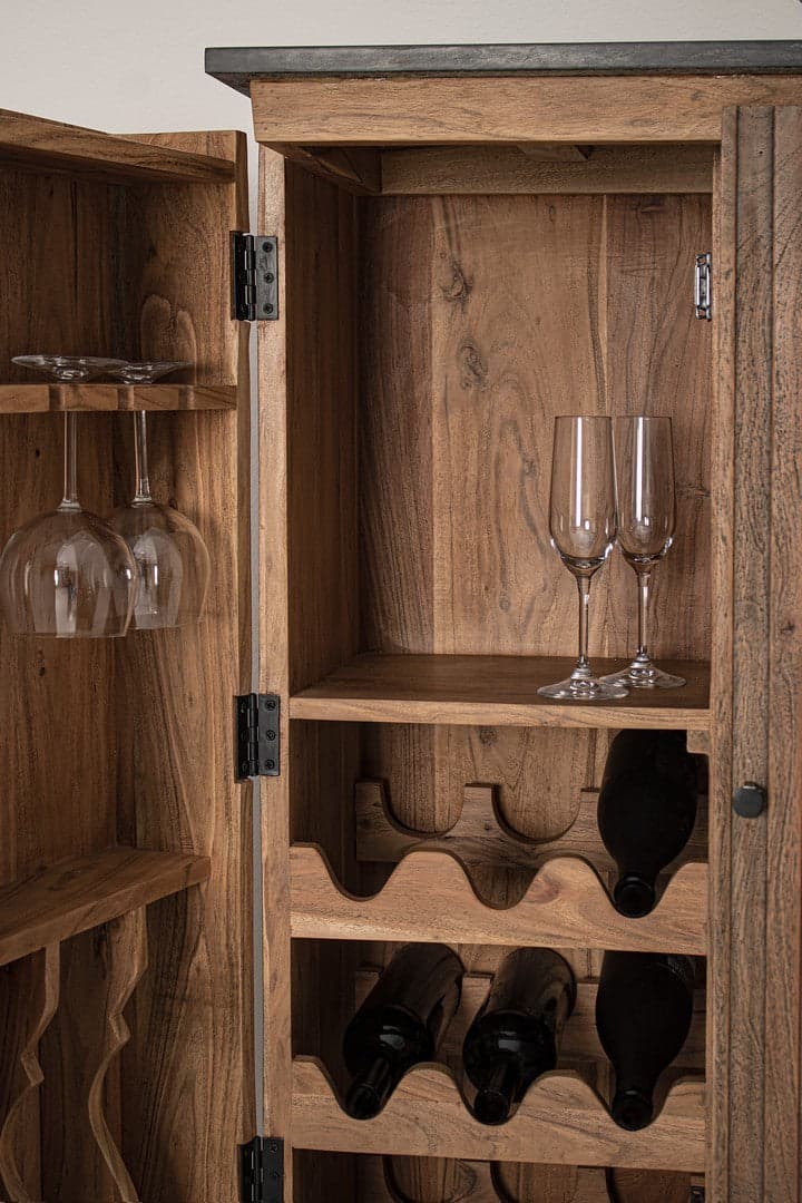 Mobile da bar "Norfolk" in MDF, con struttura in legno di acacia, gambe in acciaio 72 x 45 x 125 cm in Mobili da bar Decor Space - Altamura, commercioVirtuoso.it