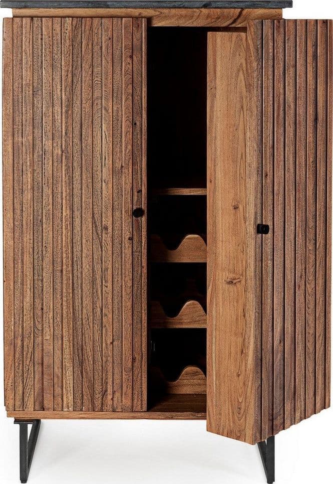 Mobile da bar "Norfolk" in MDF, con struttura in legno di acacia, gambe in acciaio 72 x 45 x 125 cm in Mobili da bar Decor Space - Altamura, commercioVirtuoso.it