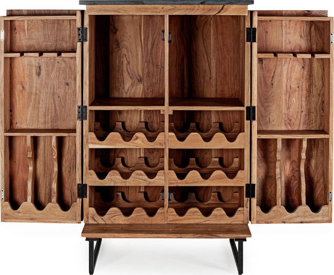 Mobile da bar "Norfolk" in MDF, con struttura in legno di acacia, gambe in acciaio 72 x 45 x 125 cm in Mobili da bar Decor Space - Altamura, commercioVirtuoso.it
