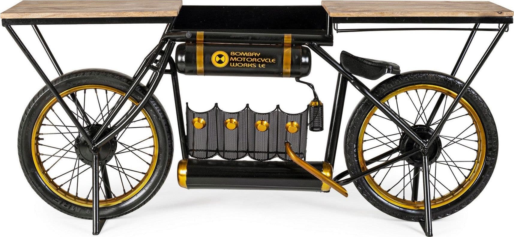 Consolle da bar "Moto Epic"  moderno con piano in legno, struttura in acciaio 183 x 41 x 86 cm in Console e tavoli da divano Decor Space - Altamura, commercioVirtuoso.it