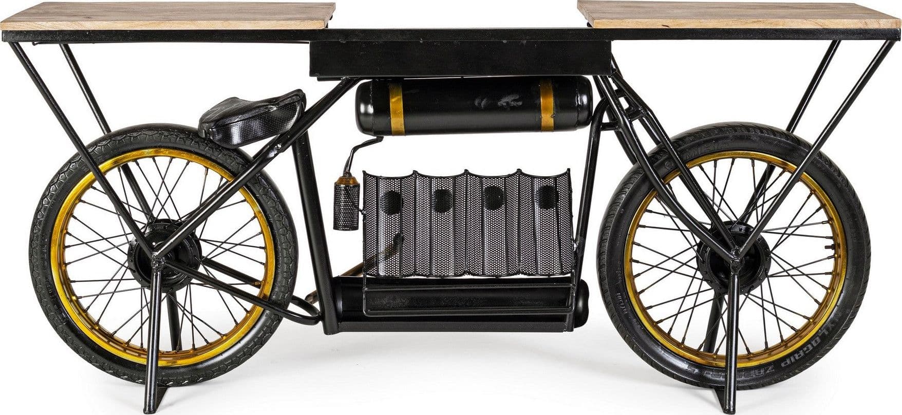 Consolle da bar "Moto Epic"  moderno con piano in legno, struttura in acciaio 183 x 41 x 86 cm in Console e tavoli da divano Decor Space - Altamura, commercioVirtuoso.it