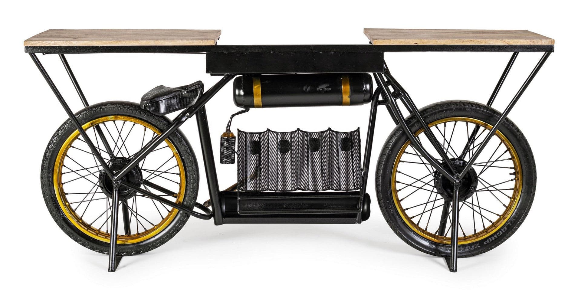 Consolle da bar "Moto Epic"  moderno con piano in legno, struttura in acciaio 183 x 41 x 86 cm in Console e tavoli da divano Decor Space - Altamura, commercioVirtuoso.it