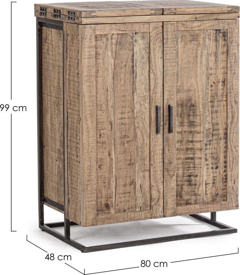 Mobile da bar "Elmer" con 2 ante, struttura in legno d'acacia, da 80 x 48 x 99 cm in Credenze e buffet Decor Space - Altamura, commercioVirtuoso.it