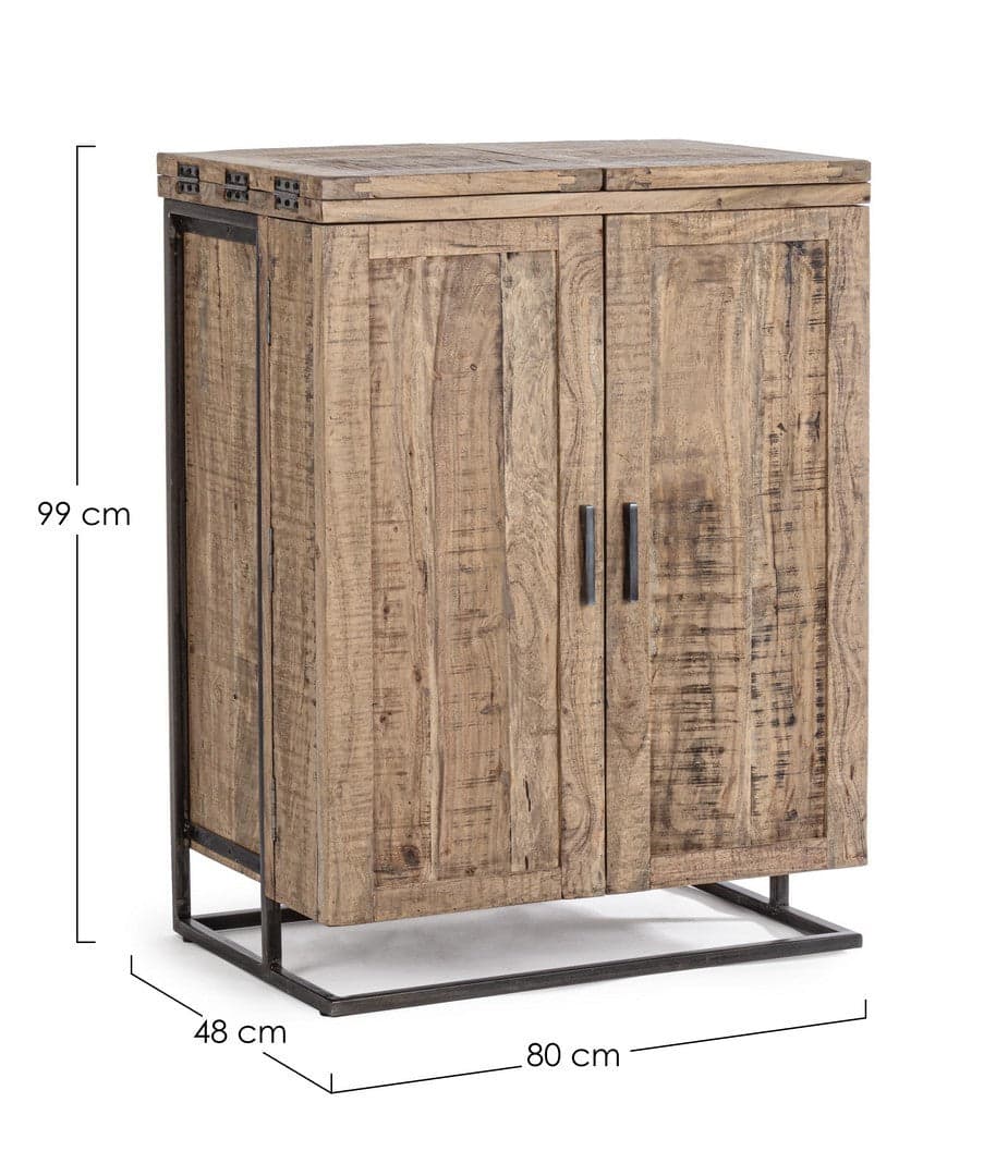 Mobile da bar "Elmer" con 2 ante, struttura in legno d'acacia, da 80 x 48 x 99 cm in Credenze e buffet Decor Space - Altamura, commercioVirtuoso.it