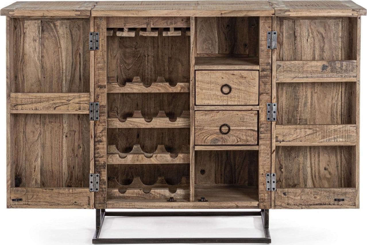 Mobile da bar "Elmer" con 2 ante, struttura in legno d'acacia, da 80 x 48 x 99 cm in Credenze e buffet Decor Space - Altamura, commercioVirtuoso.it